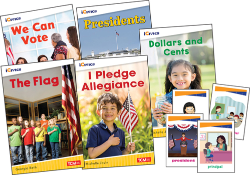 Paperback Icivics Grade K: Leadership & Responsibility 5-Book Set + Game Cards [With Cards] Book