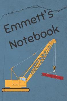 Paperback Emmett's Notebook: Construction Equipment Crane Cover 6x9 100 Pages Personalized Journal Drawing Notebook Book