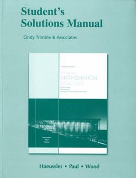 Paperback Student Solutions Manual for Introductory Mathematical Analysis for Business, Economics, and the Life and Social Sciences Book