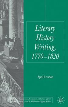 Hardcover Literary History Writing, 1770-1820 Book