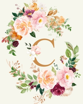 C: Initial Monogrammed Daily Planner; Undated Organizer for 12 months; Any year calendar with dot grid pages; Watercolor peonies flowers cover; Starts ... to Sunday; Schedule and Appointment tracker