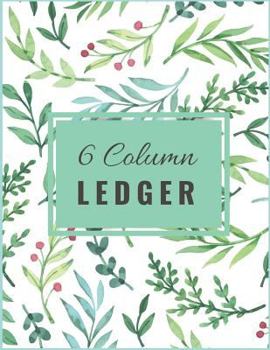 6 Column Ledger : Green Leaves Watercolor Bookkeeping Ledger Book Accounting Journal Columnar Pad Record Book Accounting Ledger Notebook Business Home Office School