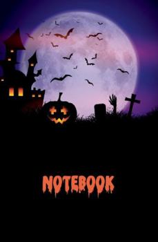 Paperback Notebook: Halloween Batty Full Moon (6 X 9 - 120 Pages/60 Sheets - Lined) Book