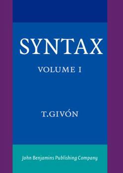 Hardcover Syntax: An Introduction. Volume I Book