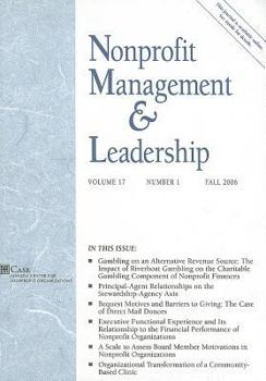 Paperback Nonprofit Management & Leadership, Volume 17, Number 1 Book