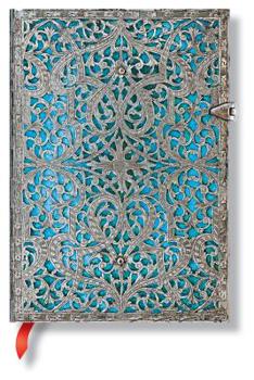 Diary Paperblanks Maya Blue Silver Filigree Collection Hardcover MIDI Lined Clasp Closure 240 Pg 120 GSM Book