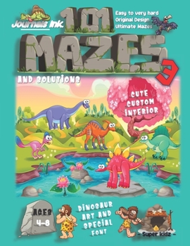 Paperback 101 Mazes For Kids 3: SUPER KIDZ Book. Children - Ages 4-8 (US Edition). Dinosaurs by the Lake custom art interior. 101 Puzzles with solutio Book