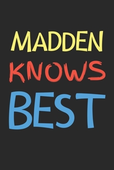 Paperback Madden Knows Best: Lined Journal, 120 Pages, 6 x 9, Madden Personalized Name Notebook Gift Idea, Black Matte Finish (Madden Knows Best Jo Book