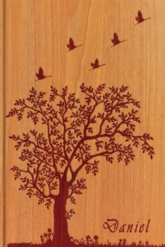 Daniel: Personalized Name Engraved Wooden with Tree & Zen Embossed Inspired College Lined Notebook Journal Diary & Note Taking Many Usage Handy Travel Size Perfect Personal Touch Gift for Male Friends