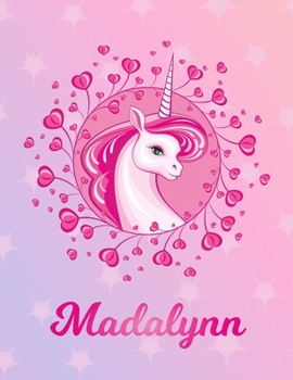 Madalynn: Unicorn Large Blank Primary Sketchbook Paper | Pink Purple Magical Horse Personalized Letter M Initial Custom First Name Cover | Drawing ... | Art Sketch Book| Create & Learn to Draw