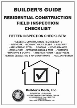 Pamphlet Residential Construction Field Inspection Checklist: Builder's Guide Book