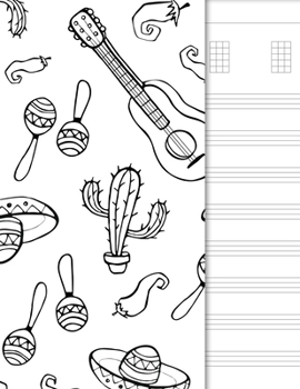 Ukulele Tab Notebook: 4 String Chord and Tablature Staff Music Paper for Students & Teachers, Black & White Cover