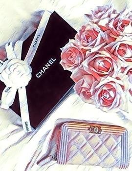 Chanel and Roses in Bed: BLANK composition notebook 8.5 x 11, 118 DOT GRID PAGES (luxury art notebook)