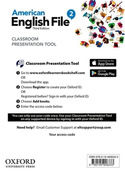 Misc. American English File 3e 2 Classroom Presentation Tool Access Code Card Pack: Student Book Workbook and Teacher Access Code Card Pack Book
