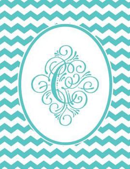 Paperback Journal: C Monogram Blue and White Chevron Notebook Book