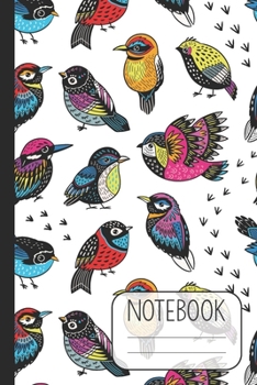 Notebook with Beautiful Bird Design on White Background: Pretty Lined Notebook (Journal / Diary) for Women