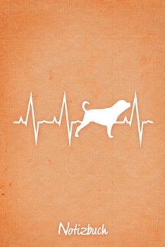 Notizbuch: Oranges kariertes Rottweiler Herzschlag Hunde Notizheft ca DIN A5 weiß kariert 110 Seiten (German Edition)