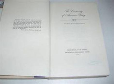 Hardcover The Continuity of American Poetry Book