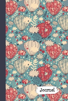 Journal: Vintage Red Blue Hot Air Balloon Diary with Blank Lined Notebook Paper