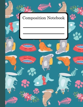 Paperback Composition Notebook: Blank Wide Ruled Line Paper Notebook 110 Pages 8.5x11 Inch Cute Cats Cover Book