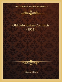 Paperback Old Babylonian Contracts (1922) Book