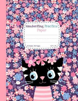 Handwriting Practice Paper: Blank Lined Notebook Primary Ruled With Dotted Midline, Cute Cat Composition Book for Kids from Kindergarten to 3rd Grade