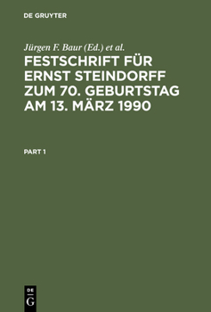 Hardcover Festschrift Für Ernst Steindorff Zum 70. Geburtstag Am 13. März 1990 [German] Book