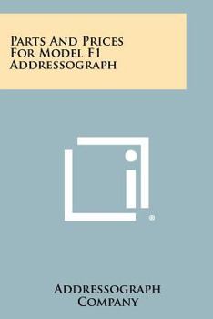Paperback Parts and Prices for Model F1 Addressograph Book