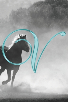 V Journal: A Monogram V Initial Capital Letter Notebook For Writing And Notes: Great Personalized Gift For All First, Middle, Or Last Names (Teal Turquoise Gold Horse Equestrian Animal Print)