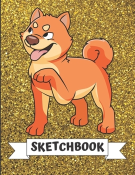 Sketchbook: Brown Orange Husky Malamute Dog Cover Design with Glitter Printed Notebook and Journal. Perfect Doodling, Sketching and Writing Book for Kids and Adult of All Ages.