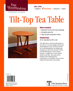 Misc. Fine Woodworking's Tilt-Top Tea Table Plan Book