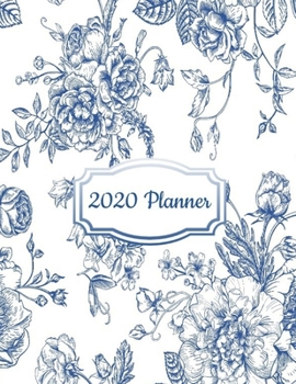 Paperback 2020 Planner: Navy Blue Flowers Floral 2020 Organizer; Monthly and Weekly 2020 Planner Journal Book