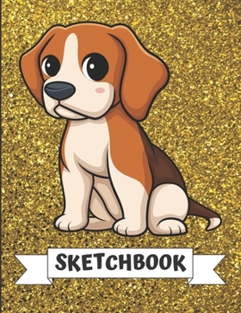 Sketchbook: Adorable Kawaii Dog Cover Design with Glitter Printed Notebook and Journal. Perfect Doodling, Sketching and Writing Book for Kids and Adult of All Ages.