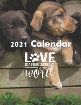 Paperback 2021 Calendar: Love Is A Four Legged Word: 12 Month Wall Calendar, 11 x 17 Planner Book