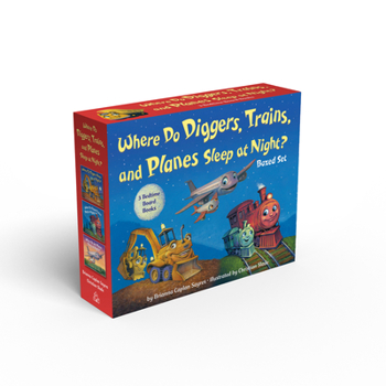 Hardcover Where Do Diggers, Trains, and Planes Sleep at Night? Board Book Boxed Set Book