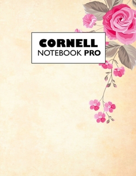 Paperback Cornell Notebook Pro: Large Note Taking System For School And University. College Ruled Pretty Light Notes. Beautiful Pastel Floral Cover - Book