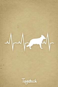 Tagebuch: Beiges liniertes Deutscher Schäferhund Hunde Journal Herzschlag ca DIN A5 weiß liniert 110 Seiten (German Edition)