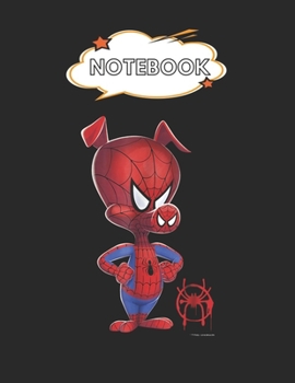 Paperback Notebook: Marvel Spiderman Spiderverse Spiderham Graphic Blank Comic Notebook for Kids Marble Size Blank Journal Composition Bla Book