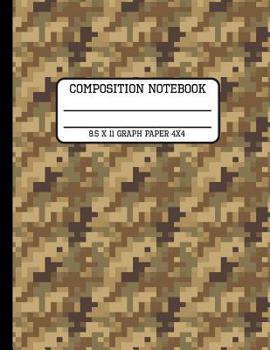 Paperback Composition Notebook Graph Paper 4x4: Brown and Green Pixel Camo Trendy Back to School Quad Writing Book for Students 8.5 x 11 inches Book