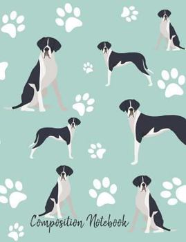 Paperback Composition Notebook: Great Dane Paw Prints Cute School Notebook 100 Pages Wide Ruled Paper Book