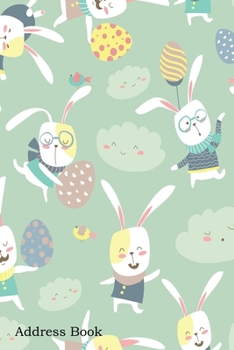 Address Book : For Contacts, Addresses, Phone, Email, Note, Emergency Contacts, Alphabetical Index with Easter Cartoon Seamless Pattern