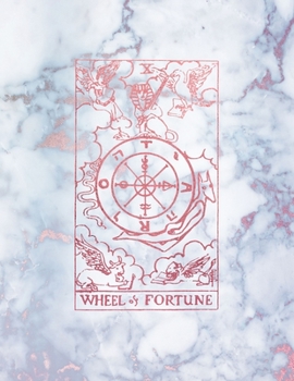 Paperback Wheel of Fortune: College Ruled Journal - 8.5 x 11 A4 Notebook - Radiant Moon Stone Marble and Rose Gold Tarot Card - 150 College Ruled Book