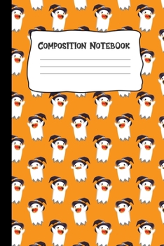 Paperback Composition Notebook: Ghost Pattern Cute Halloween Journal 6x9 Wide Ruled Book