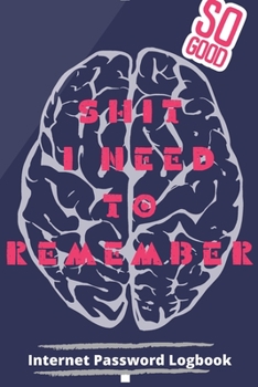 Paperback Shit I Need To Remember: Internet Password Logbook A Password Log Book, Journal & Notebook An Organizer for All Your Passwords and Sh*t Book