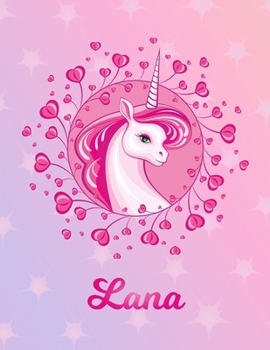 Paperback Lana: Unicorn Large Blank Primary Sketchbook Paper - Pink Purple Magical Horse Personalized Letter L Initial Custom First Na Book