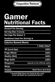 Paperback Composition Notebook: Gamer Nutrition Facts Journal/Notebook Blank Lined Ruled 6x9 100 Pages Book