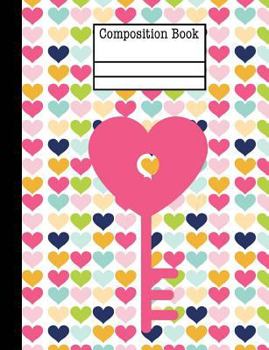 Paperback Key Hearts Composition Notebook - 5x5 Quad Ruled: 200 Pages 7.44 x 9.69 Graph Paper School Student Teacher Office Book