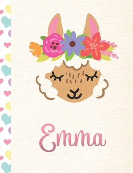 Paperback Emma: 2020. Personalized Weekly Llama Planner For Girls. 8.5x11 Week Per Page 2020 Planner/Diary With Pink Name Book