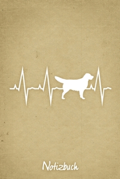 Notizbuch: Beiges kariertes Golden Retriever Herzschlag Hunde Notizheft ca DIN A5 weiß kariert 110 Seiten (German Edition)
