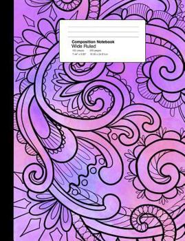 Composition Notebook Wide Ruled 7.44 x 9.69 Inches 100 sheets / 200 pages: Zen Tangled Mandala Ornament Mermaid Unicorn Colors Soft Pink Pearl